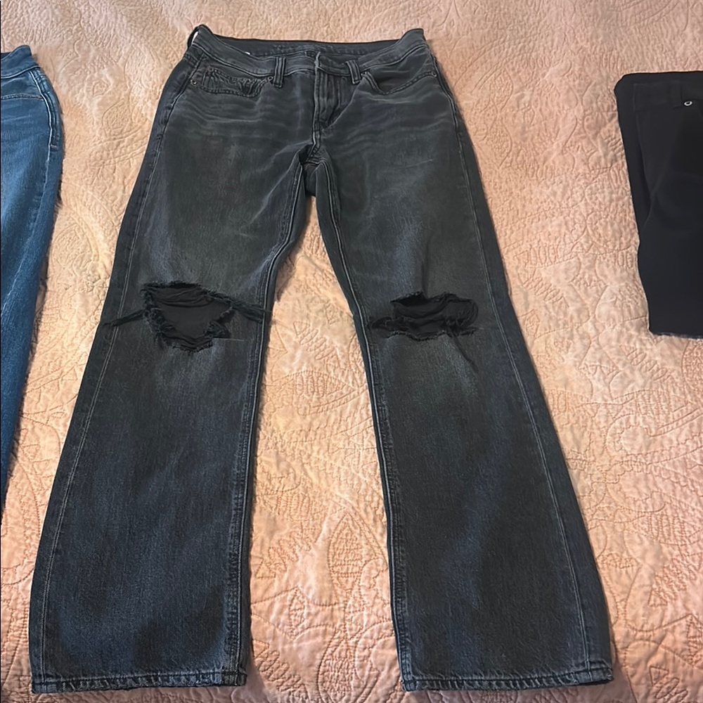 Trendy Ripped Black Denim Pants